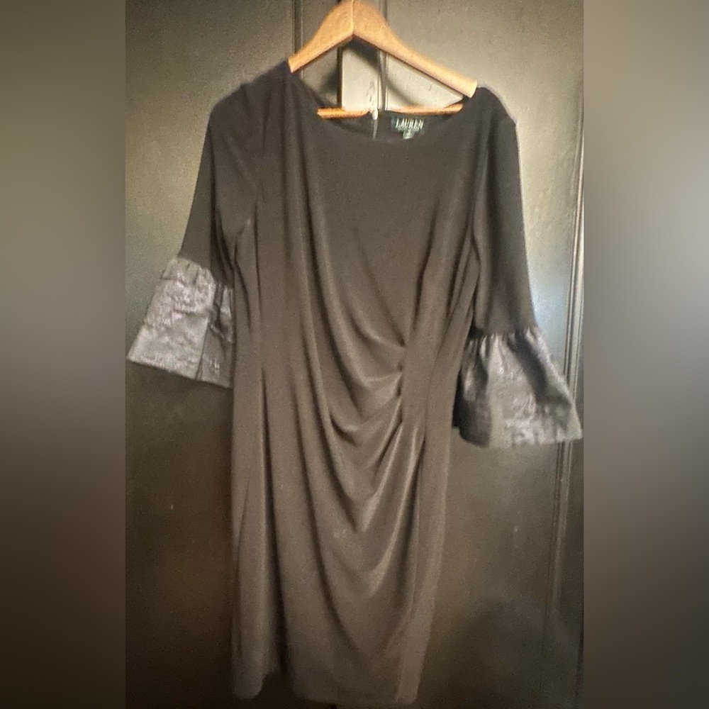 Lauren Ralph Lauren Black Bell Sleeve Sheath Dress – Size 14